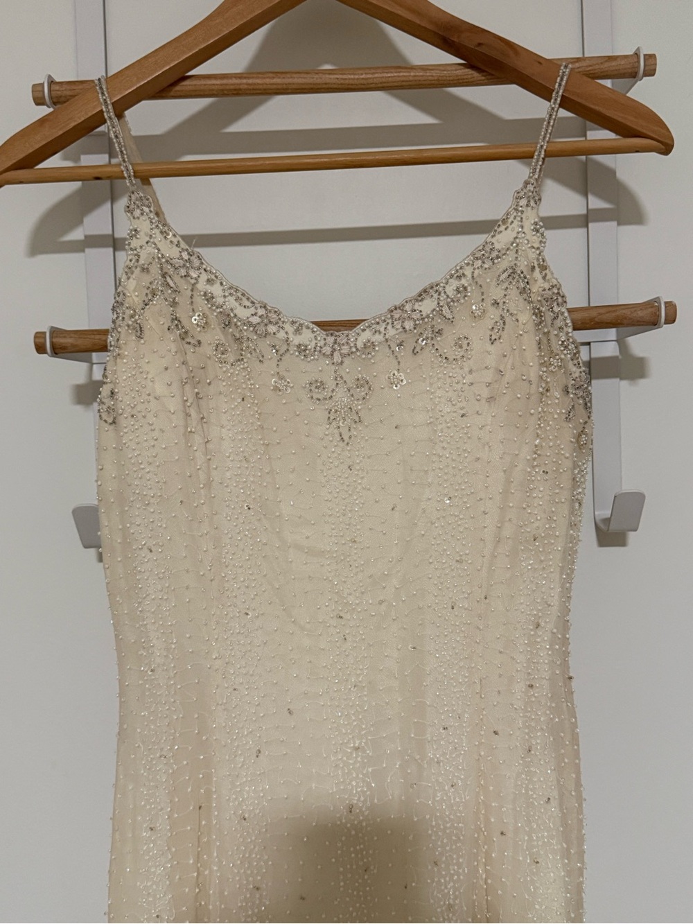 Fleur de Lis Collection Cream silk Beaded Maxi Slip bridal Dress